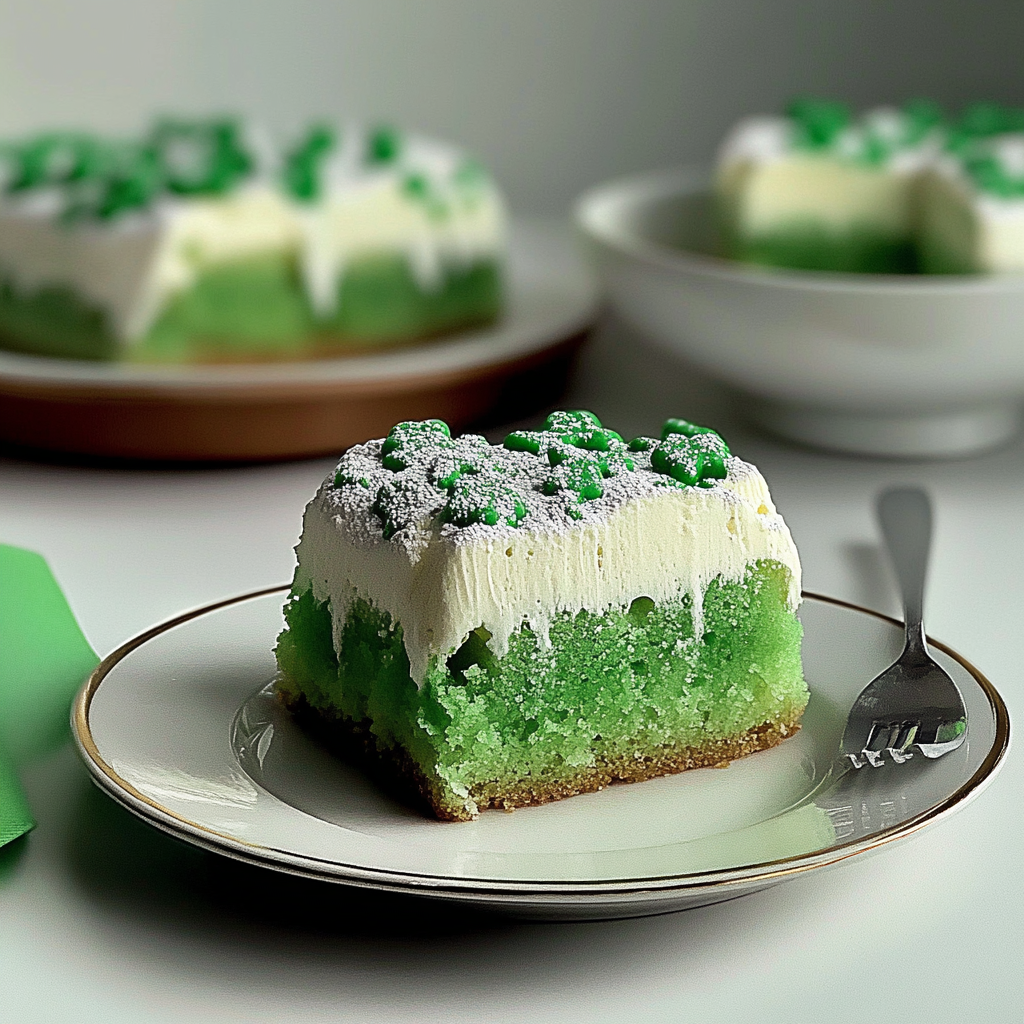 Recipe preparation for St. Patrick's Day Lime Poke Cake