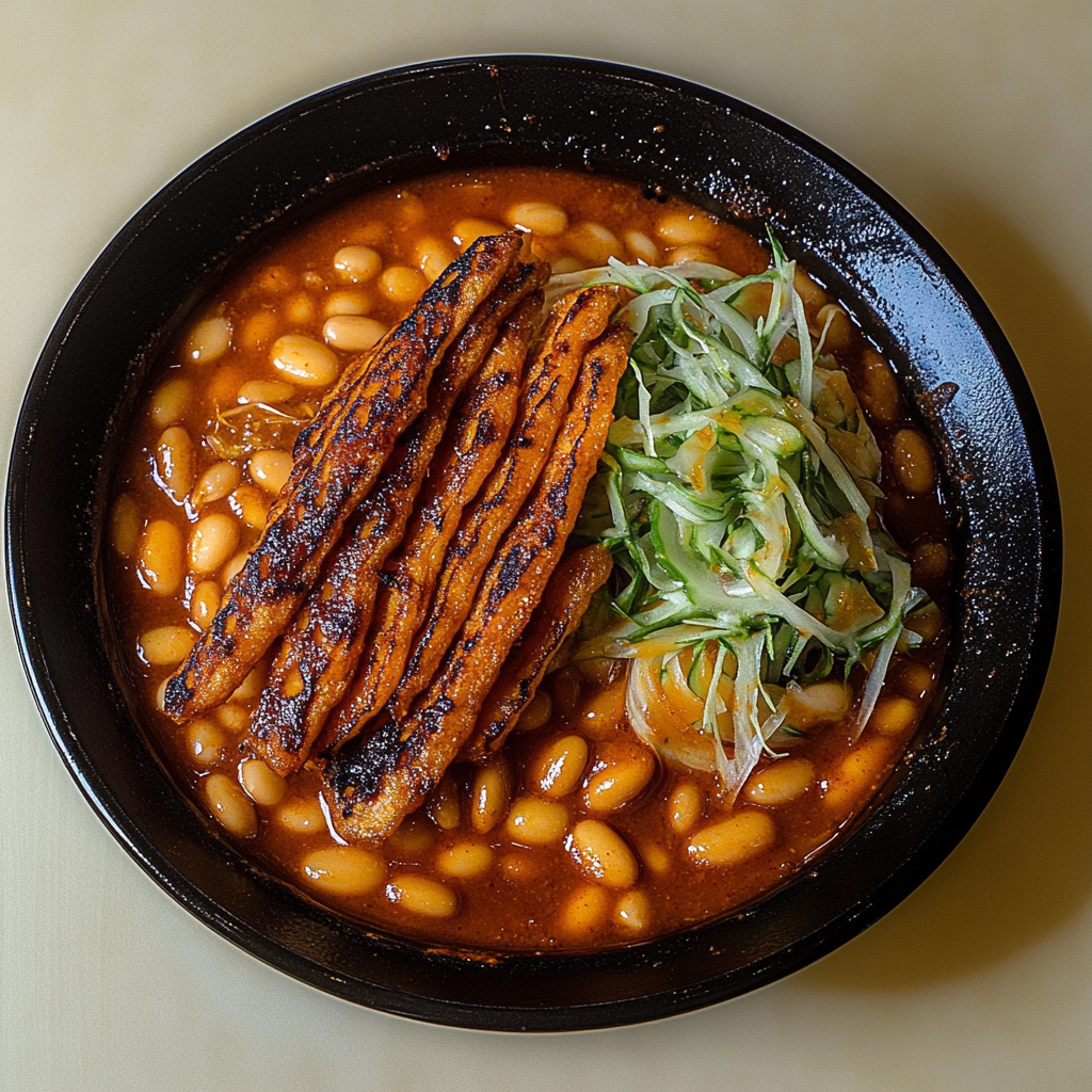 Recipe preparation for Burnt Honey Gochujang Butter Beans