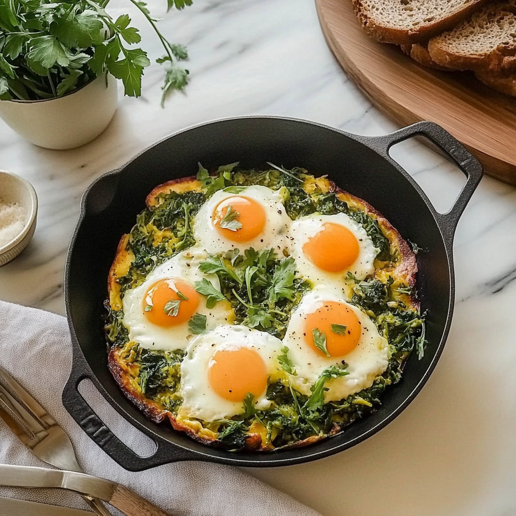 Recipe preparation for Shakshouka with Napa Cabbage