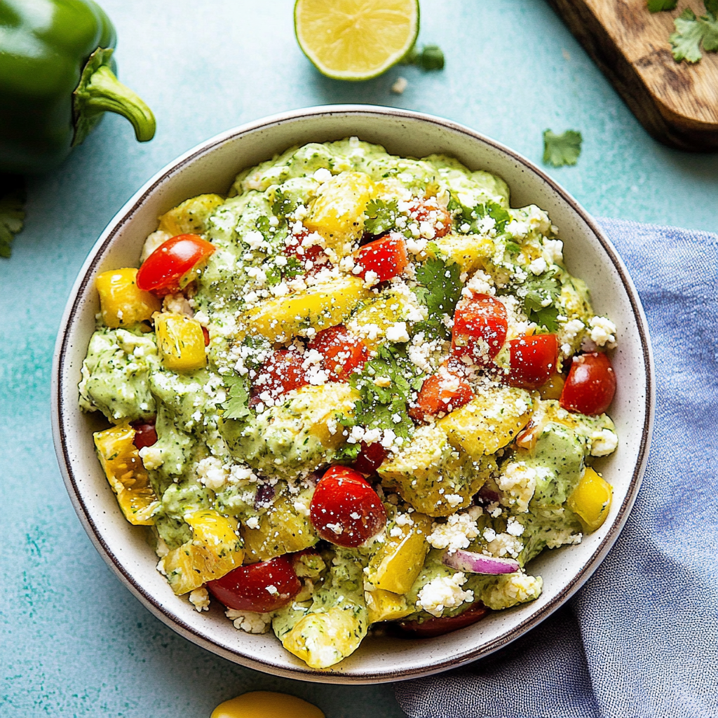 Recipe preparation for Creamy Elote with Poblano Peppers