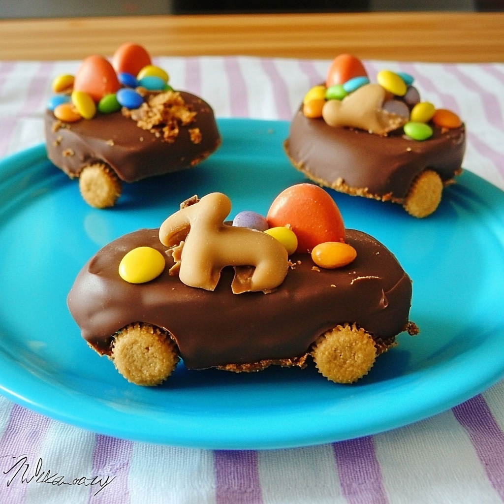 Recipe preparation for Easter Bunny Reese’s Race Cars