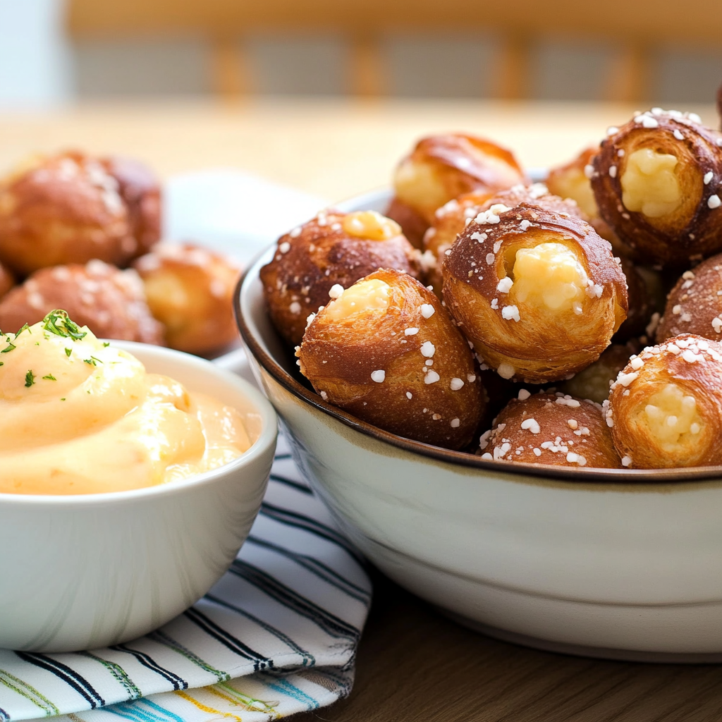 Recipe preparation for Prosciutto Cheddar Pretzel Bites