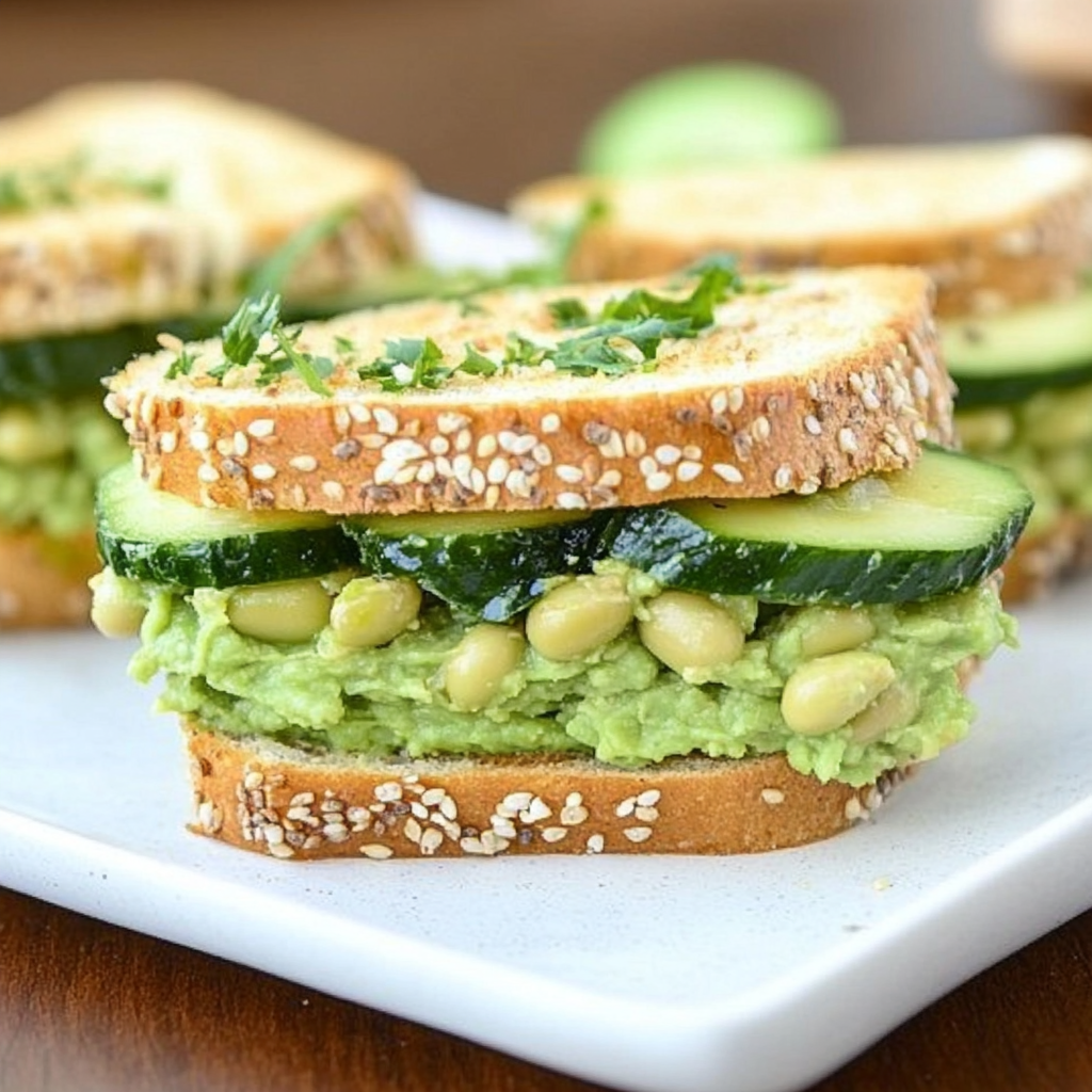 Recipe preparation for Lemon Edamame Avocado Sandwiches