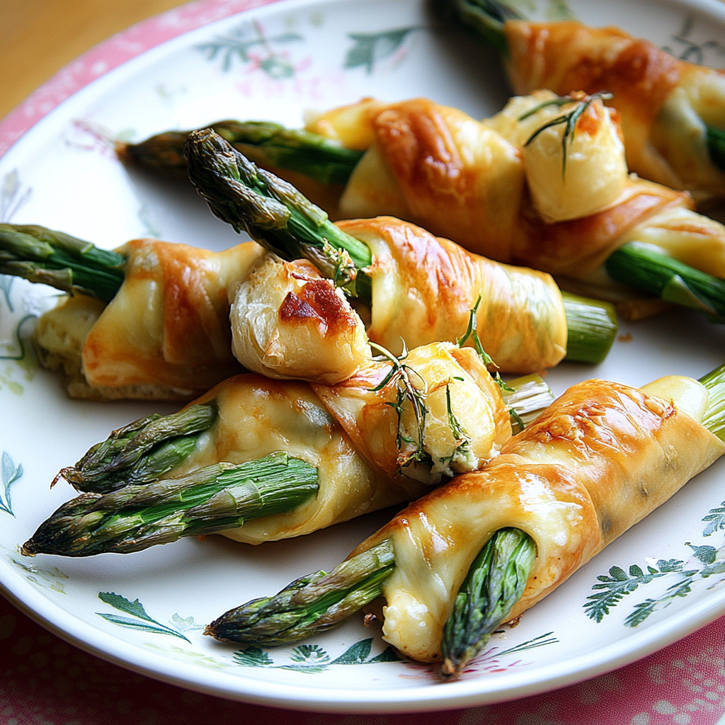 Recipe preparation for Brie, Asparagus & Prosciutto Bundles