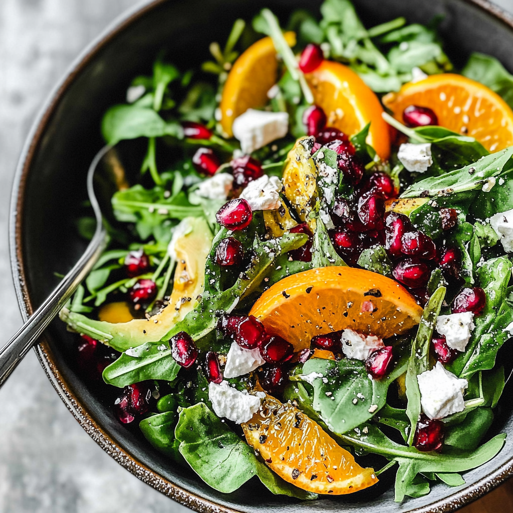 Recipe preparation for Orange, Avocado & Pomegranate Salad