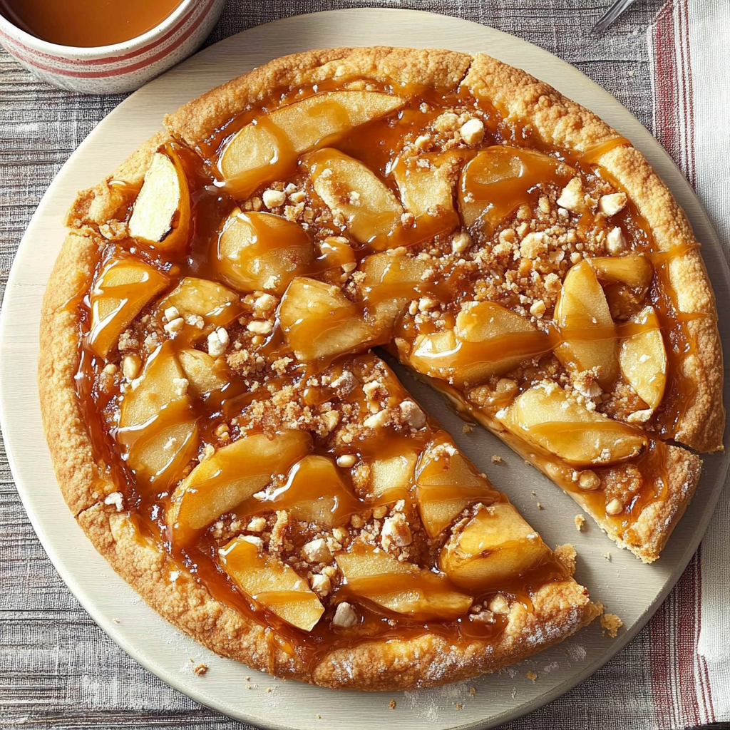 Recipe preparation for Caramel Apple Pizza