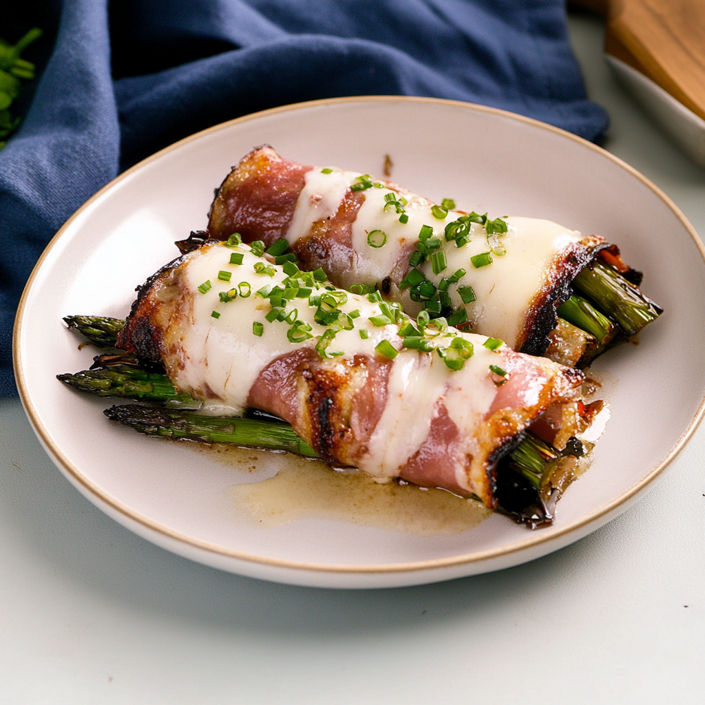 Recipe preparation for Ham & Asparagus Roll-Ups